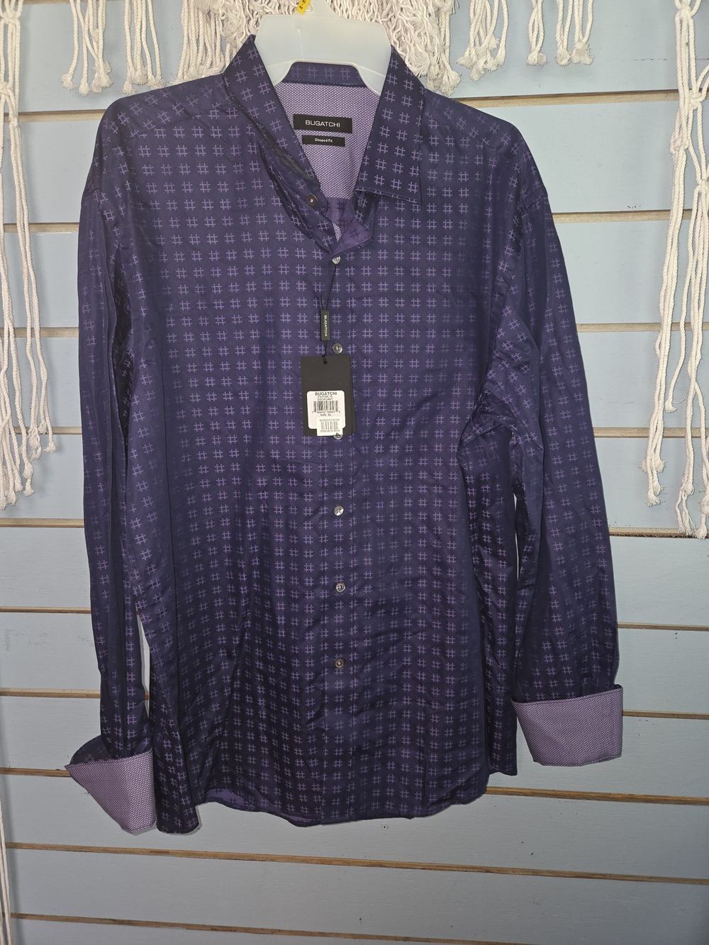 Bugatchi Purple Patterned Men's Button-Down Shirt